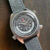 The New MERKUR World Time Alarm Clock Retro All Steel Leisure Limited Edition Manual Mechanical Watch for Men