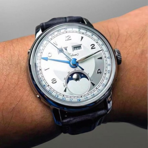MERKUR full calendar, week, month, phase, calendar, business suit, manual mechanical complex watch for men