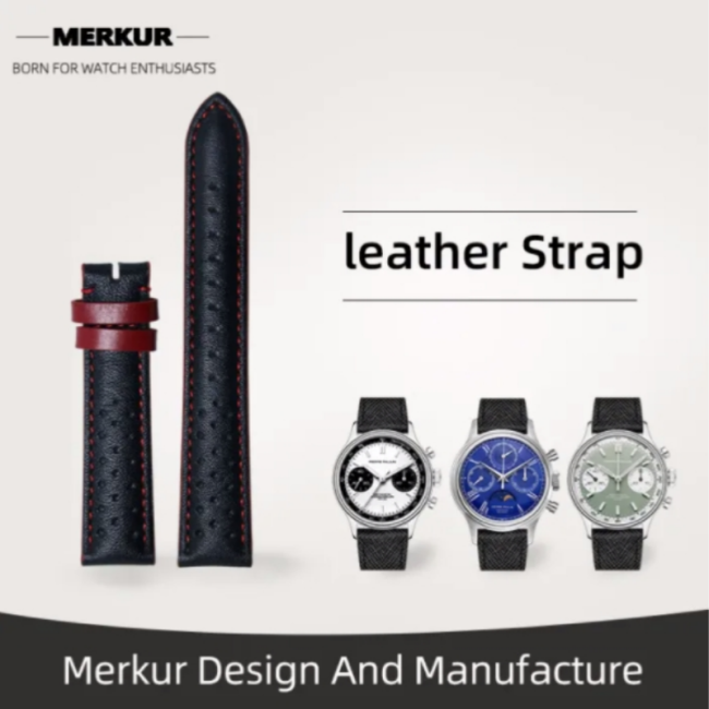 New MERKUR Watch Soft Leather Strap 18MM MERKUR Military Waterproof Men's and Women's Watch Diving Timing Tourbillon Retro Vintage Pilot Watch Seagull 1963