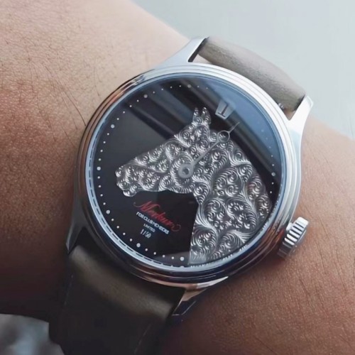 New Merkur  Limited edition handmade carved horse head jumping automatic mechanical men's sapphire waterproof