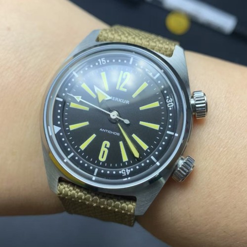 NEW Merkur Skin diver 100m water resist retro Luminous casual manual mechanical watch steel Military watch Vintage