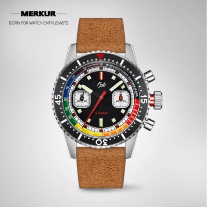 NEW FOD Rainbow Racing Mechanical Chronograph 70‘s Retro Rally Style Watch Men’s Dress Hand winding Enamel Luxury Complicated