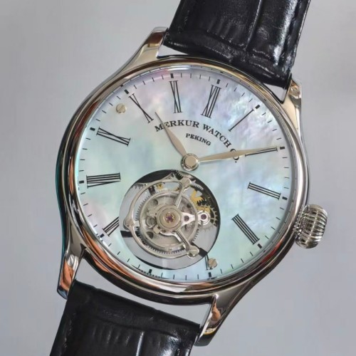 Fanzhi semi-transparent mother-of-pearl tourbillon mechanical watch for men