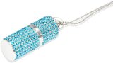 Flash Drive Thumb Drive Jewelry USB 3.0 Memory Stick, Silver Rhinestone Pen Drive Bling Jump Drives Crystal Necklace with Keychain