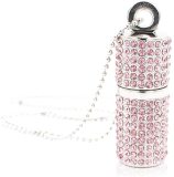 Flash Drive Thumb Drive Jewelry USB 3.0 Memory Stick, Silver Rhinestone Pen Drive Bling Jump Drives Crystal Necklace with Keychain