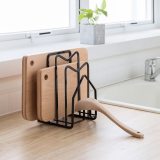 Cutting Board Rack, Pot Lid Pan Organizer Stand, Multi Use Steel Rack for Book Chopping Board Plate, Kitchen Countertop Pots Pan Holder
