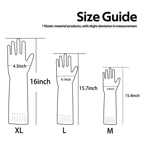 Rubber Dishwashing Gloves Kitchen Cleaning Gloves Long Sleeve Rubber Gloves Wear-Resistant Waterproof Reuseable