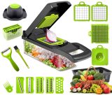Vegetable Chopper , Mandoline Slicer , 16 in 1 Onion Chopper , Vegetable Dicer Slicer , Grater , Veggie Chopper , Food Chopper , Potato Slicer Tool , Fine Thin and Cubic Cuts
