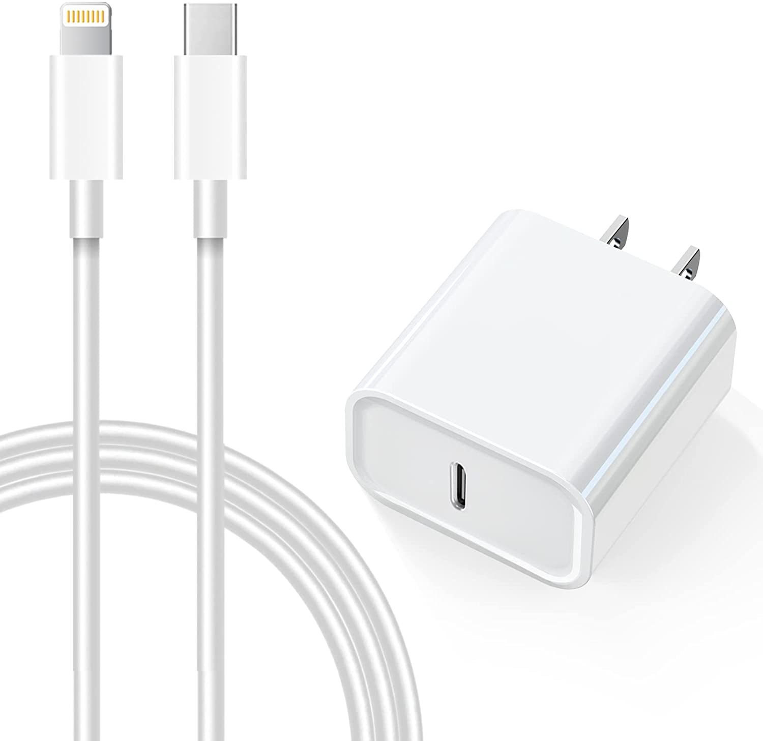 20W Power Adapter Wall Charger with 6FT C to Lightning Fast Charging Cable for for iPhone 12 Mini 12 Pro Max 11 Pro Max XR X XS Max 8 Plus USB-C Fast Charger Apple MFi Certified 