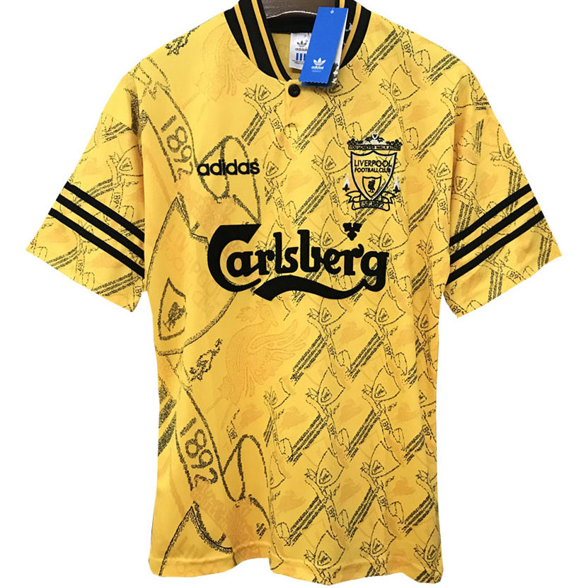 US$ 18 - 1994-1996 Liverpool Away Yellow Retro Soccer ...