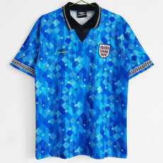 1990 England Away Blue Retro Soccer Jersey