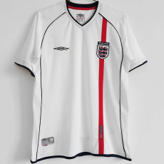 2002 England Home White Retro Soccer Jersey
