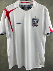 2006 England Home White Retro Soccer Jersey