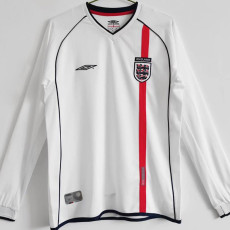 2002 England Home Retro Long Sleeve Soccer Jersey