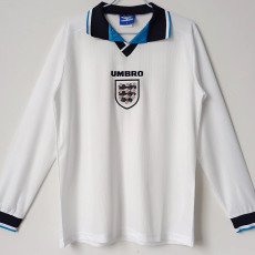 1996 England Home Retro Long Sleeve Soccer Jersey