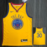 2018 Warriors CURRY #30 Yellow Retro Top Quality Hot Pressing NBA Jersey