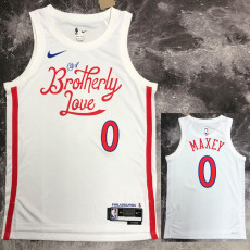 22-23 76ERS MAXEY #0 White City Edition Top Quality Hot Pressing NBA Jersey