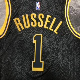 LAKERS RUSSELL #1 Black Top Quality Hot Pressing NBA Jersey（蛇纹）