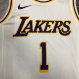 LAKERS RUSSELL #1 White Top Quality Hot Pressing NBA Jersey(圆领)