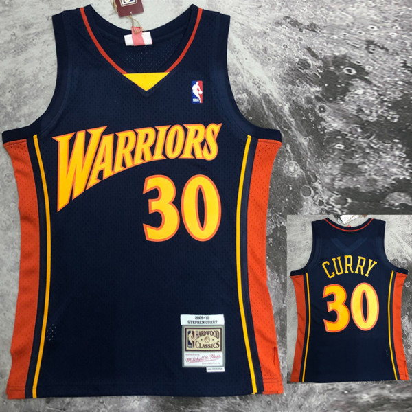 2010 WARRIORS CURRY #30 Navy blue Retro Top Quality Hot Pressing NBA Jersey