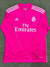 2014-2015 RMA Away Pink Long Sleeve Retro Soccer Jersey