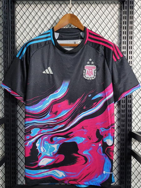2023 Argentina Black Pink Special Edition Fans Soccer Jersey