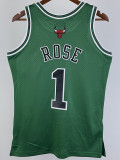 2008-09 BULLS ROSE #1 Green Retro Top Quality Hot Pressing NBA Jersey (圆领）