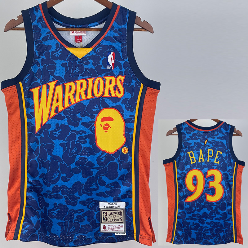 US 26.00 2023 WARRIORS & BAPE 93 Blue Top Quality Hot Pressing NBA