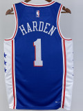 22-23 76ERS HARDEN #1 Blue Top Quality Hot Pressing NBA Jersey (V领）