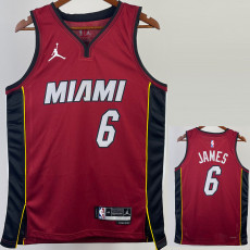 22-23 HEAT JAMES #6 Red Top Quality Hot Pressing NBA Jersey (Trapeze Edition) 飞人版