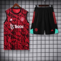 23-24 Man Utd Red Black Tank top and shorts suit