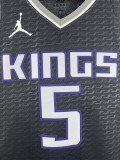 22-23 Kings FOX #5 Black Top Quality Hot Pressing NBA Jersey (Trapeze Edition)飞人版