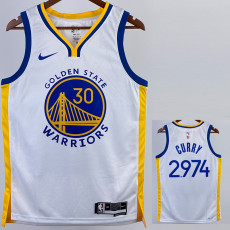 22-23 WARRIORS CURRY #2.974 White Top Quality Hot Pressing NBA Jersey (V领)