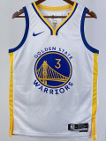 22-23 WARRIORS PAUL #3 White Top Quality Hot Pressing NBA Jersey (V领)
