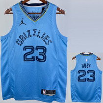 20-21 GRIZZLIES ROSE #23 Blue Top Quality Hot Pressing NBA Jersey (Trapeze Edition) 飞人版
