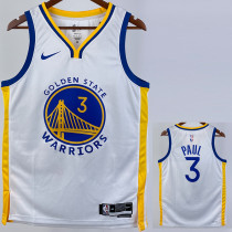 22-23 WARRIORS PAUL #3 White Top Quality Hot Pressing NBA Jersey (V领)