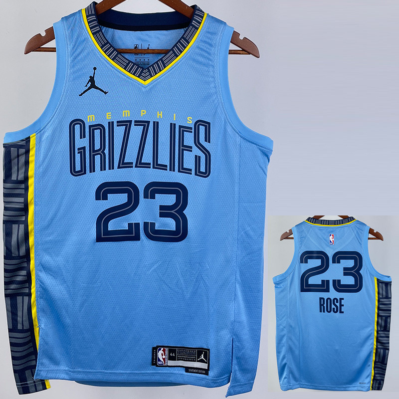 US$ 26.00 - 22-23 GRIZZLIES ROSE #23 Blue Top Quality Hot Pressing NBA  Jersey (Trapeze Edition) 飞人版 - m.