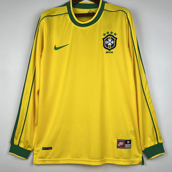 1998 Brazil Home Long Sleeve Retro Soccer Jersey (长袖)