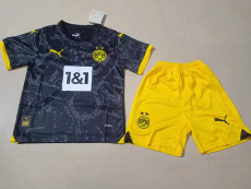 23-24 Dortmund Away Kids Soccer Jersey