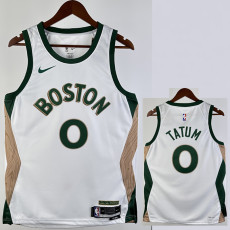 23-24 CELTICS TATUM #0 White City Edition Home Top Quality Hot Pressing NBA Jersey