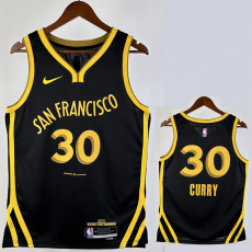 23-24 WARRIORS CURRY #30 Black City Edition Top Quality Hot Pressing NBA Jersey (V领)