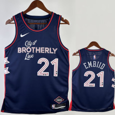 23-24 76ERS EMBIID #21 Dark Blue City Edition Top Quality Hot Pressing NBA Jersey