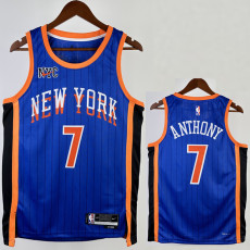 23-34 KNICKS ANTHONY #7 Blue City Edition Top Quality Hot Pressing NBA Jersey