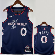 23-24 76ERS MAXEY #0 Dark Blue City Edition Top Quality Hot Pressing NBA Jersey