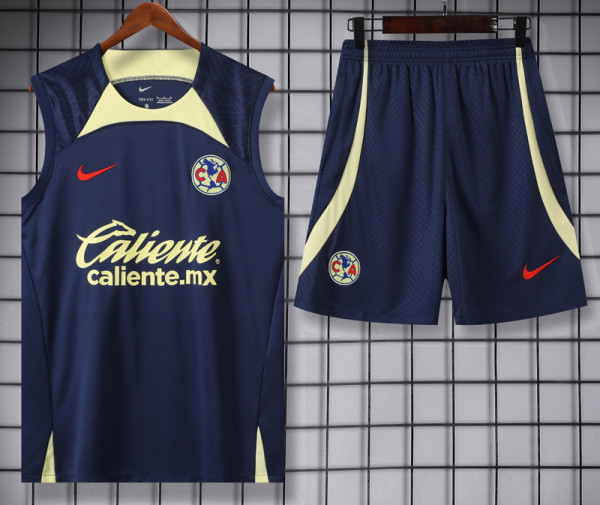 24-25 Club America Dark Blue Tank top and shorts suit