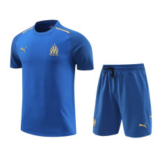 23-24 Marseille Blue Training Short Suit (100%Cotton)纯棉