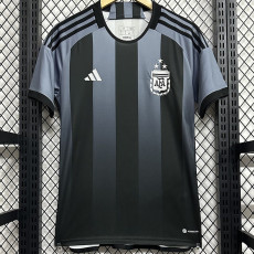 23-24 Argentina Black Grey Special Edition Fans Soccer Jersey (黑灰条紋)