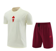 24-25 Man Utd Beige Training Short Suit (100%Cotton)纯棉