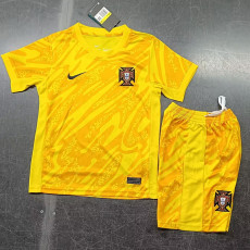 24-25 Portugal Yellow GoalKeeper Kids Soccer Jersey