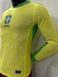 24-25 Brazil Home Long Sleeve Player Version Soccer Jersey (长袖球员)